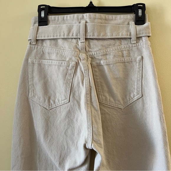 NWT Reformation Cynthia Belted High Rise Straight Jeans in Bone Cream Size 25 - Picture 15 of 16